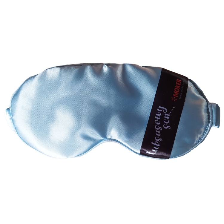 Opaska na oczy DO SPANIA jedwabna + sennik BABY BLUE